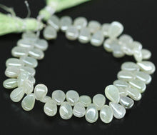 Load image into Gallery viewer, Mystic Green Silver Prehnite Smooth Pear Drop Loose Gemstone Beads 9mm 10mm 4&quot; - Jalvi &amp; Co.