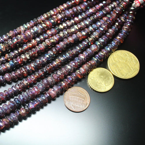 Mystic Red Garnet Faceted Rondelle Gemstone Loose Beads Strand 7mm 8mm 4