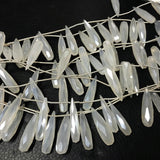 Mystic White Chalcedony Faceted Briolette Tear Drop Gemstone Beads 7