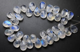 Natuarl Blue Flashy Rainbow Moonstone Faceted Pear Drop Briolette Beads 2pc 10mm 1 Matching Pair