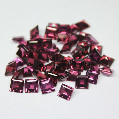 Natural AA Grade Rhodolite Garnet Princess Cut Loose Gemstone 2pc 5x5mm - Jalvi & Co.
