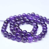 Natural AA Purple Amethyst Smooth Round Ball Loose Gemstone Beads Strand 14