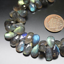 Load image into Gallery viewer, Natural AAA Blue Fire Labradorite Faceted Pear Drop Briolette Beads 8&quot; 7mm 10mm - Jalvi &amp; Co.