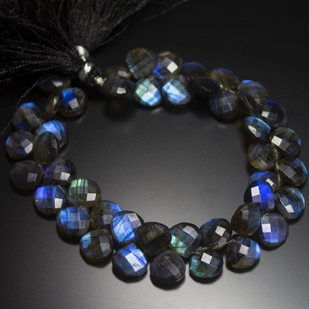 Natural AAA Finest Quality Blue Labradorite Faceted Heart Beads 10mm 8" - Jalvi & Co.