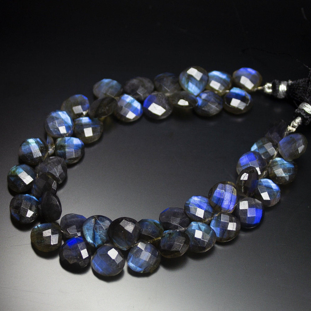 Natural AAA Finest Quality Blue Labradorite Faceted Heart Beads 10mm 8" - Jalvi & Co.