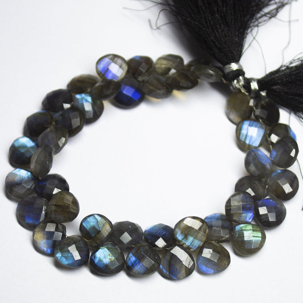 Natural AAA Finest Quality Blue Labradorite Faceted Heart Beads 10mm 8" - Jalvi & Co.