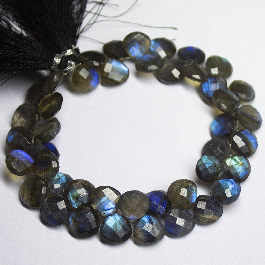 Natural AAA Finest Quality Blue Labradorite Faceted Heart Beads 10mm 8" - Jalvi & Co.