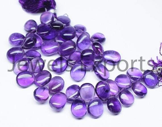 Natural Africa Purple Amethyst Smooth Pear Drop Gemstone Beads Strand 8" 9-10mm - Jalvi & Co.