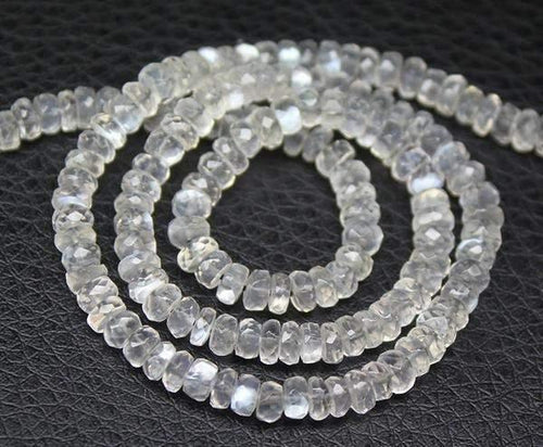 Natural African Ceylon Moonstone Faceted Loose Rondelle Beads Strand 4mm 14