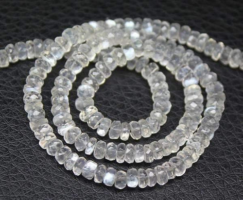 Natural African Ceylon Moonstone Faceted Rondelle Loose Beads Strand 14