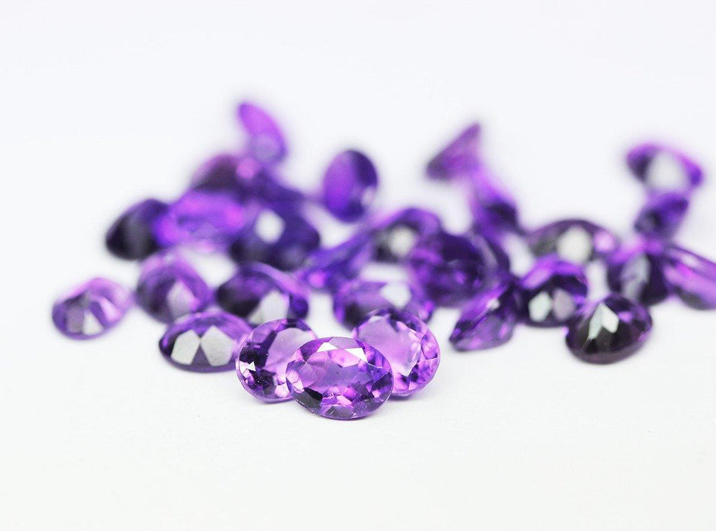 Natural African Purple Amethyst Faceted Oval Calibrated Gemstone 6x8mm, 4 pc - Jalvi & Co.