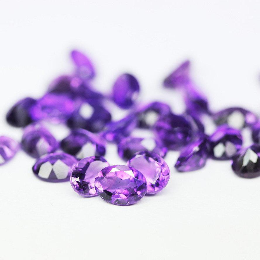 Natural African Purple Amethyst Faceted Oval Calibrated Gemstone 6x8mm, 4 pc - Jalvi & Co.
