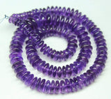 Natural African Purple Amethyst Smooth Rondelle Beads Loose Strand 10mm 5mm 16