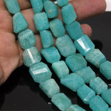 Natural Amazonite Gemstone Tumble Nugget Faceted Craft Beads Strand 10mm 14mm 8