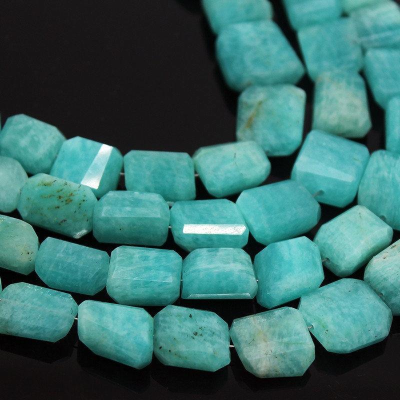 Natural Amazonite Gemstone Tumble Nugget Faceted Craft Beads Strand 10mm 14mm 8" - Jalvi & Co.