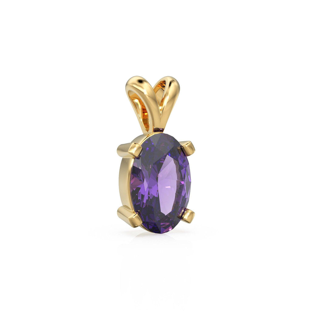 Natural Amethyst Charm, 18k Solid Gold Charm, Handmade Gold Charm, Purple Amethyst Gemstone Pendant Necklace, February Birthstone Charm - Jalvi & Co.