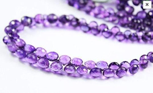 Natural Amethyst Faceted Onion Briolette Drop Gemstone Loose Beads 5mm 6mm 9