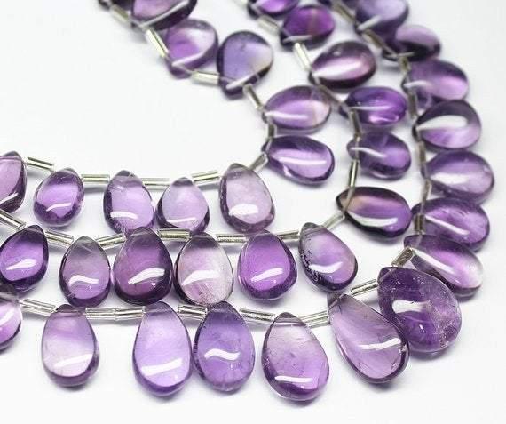 Natural Amethyst Smooth Pear Drop Gemstone Loose Craft Beads Strand 8" 11mm 18mm - Jalvi & Co.