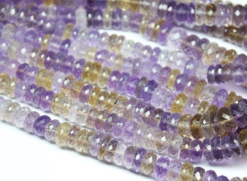 Natural Ametrine Faceted Rondelle Gemstone Loose Craft Beads Strand 8mm 12mm 16" - Jalvi & Co.