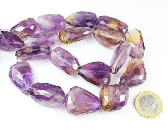 Natural Ametrine Faceted Tumble Nugget Gemstone Loose Beads Strand 24mm 29mm 10" - Jalvi & Co.