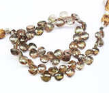 Natural Andalusite Faceted Heart Drop Loose Briolette Beads Strand 8