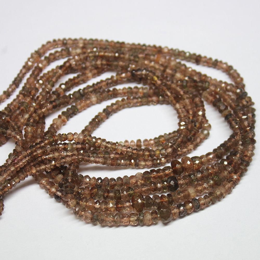 Natural Andalusite Faceted Rondelle Gemstone Loose Beads Strand 2.5mm 4mm 14" - Jalvi & Co.