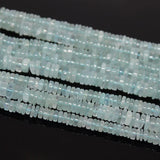 Natural Aqua Aquamarine Smooth Tyre Wheel Beads 5mm 6.5mm 6inches