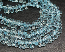 Load image into Gallery viewer, Natural Aqua Blue Aquamarine Faceted Teardrop Beads 5mm 6mm 8inches - Jalvi &amp; Co.