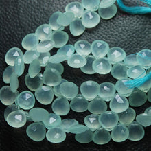 Load image into Gallery viewer, Natural Aqua Chalcedony Faceted Heart Briolette Gemstone Loose Beads 8&quot; 8mm - Jalvi &amp; Co.