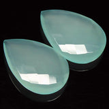 Natural Aqua Chalcedony Faceted Pear Drop Beads 20x30mm 2pc