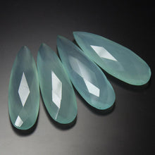 Load image into Gallery viewer, Natural Aqua Chalcedony Faceted Pear Drop Beads 45x15mm 2pc - Jalvi &amp; Co.