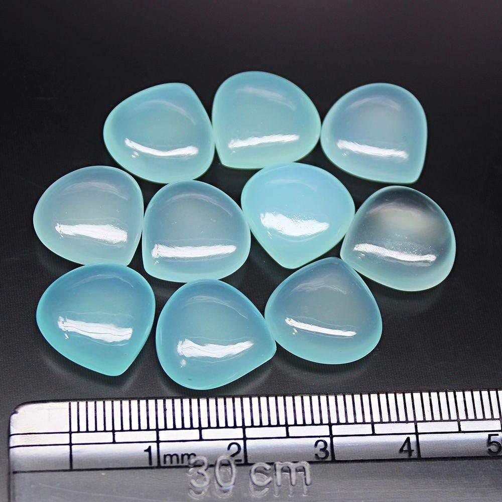 Natural Aqua Chalcedony Smooth Heart Drop Beads 14mm 2pc - Jalvi & Co.