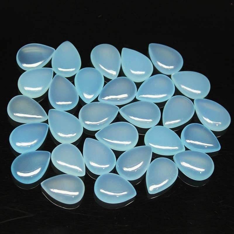 Natural Aqua Chalcedony Smooth Pear Drop Beads 14x10mm 4pc - Jalvi & Co.