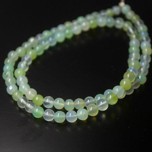 Natural Aqua Chalcedony Smooth Round Beads 5mm 6mm 16inches - Jalvi & Co.