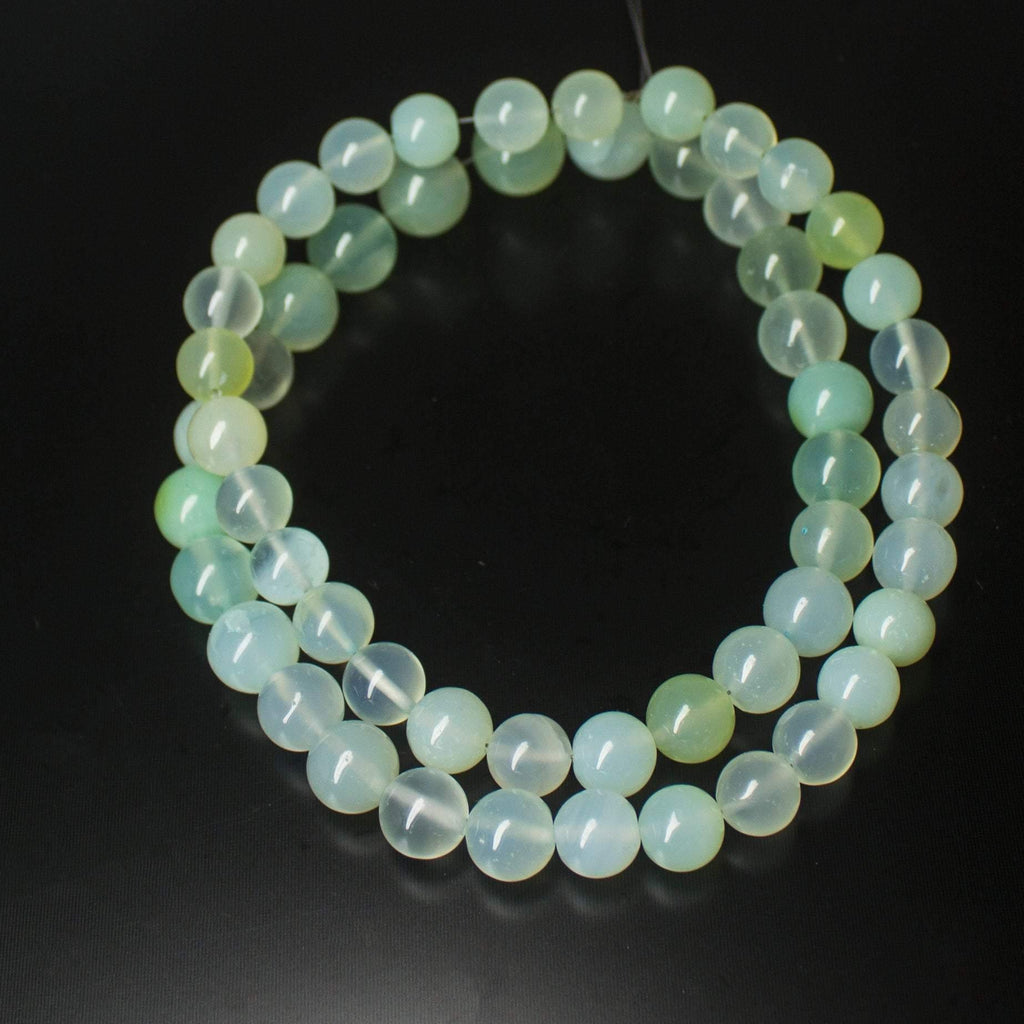 Natural Aqua Chalcedony Smooth Round Beads 7mm 9.5mm 16inches - Jalvi & Co.