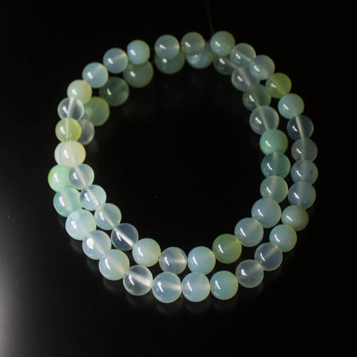 Natural Aqua Chalcedony Smooth Round Beads 7mm 9.5mm 16inches - Jalvi & Co.