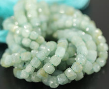 Load image into Gallery viewer, Natural Aquamarine Faceted 3D Cube Box Loose Gemstone Beads Strand 9&quot; 7mm 8mm - Jalvi &amp; Co.