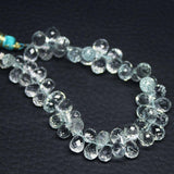 Natural Aquamarine Faceted Tear Drop Gemstone Loose Beads Strand 6