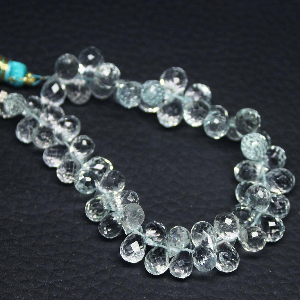 Natural Aquamarine Faceted Tear Drop Gemstone Loose Beads Strand 6" 7mm 8mm - Jalvi & Co.