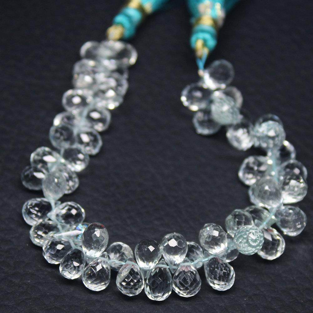 Natural Aquamarine Faceted Tear Drop Gemstone Loose Beads Strand 6" 7mm 8mm - Jalvi & Co.