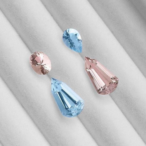 Natural Aquamarine Morganite Fancy Electric Cut Loose Gemstone Pair 8.81 carat - Jalvi & Co.
