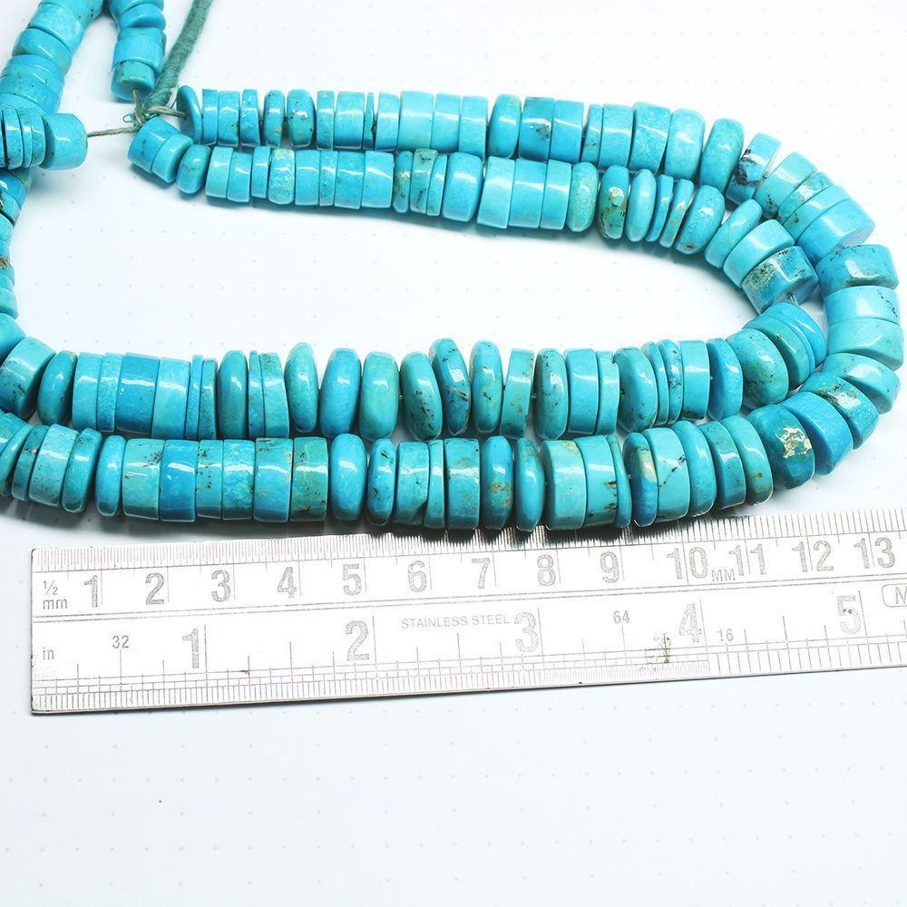 Natural Arizona Blue Turquoise Smooth Spacer Wheel Beads Strand 14" 9mm 15mm - Jalvi & Co.