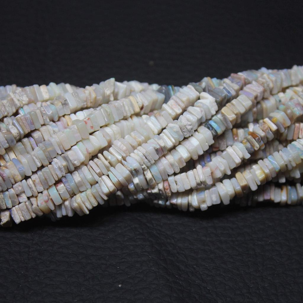 Natural Australian Opal Smooth Heishi Cube Square Box Gemstone Beads 17" 5.5mm - Jalvi & Co.