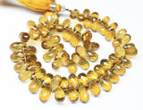 Natural Beer Quartz Faceted Briolette Tear Drop Gemstone Loose Beads 7mm 19mm 7