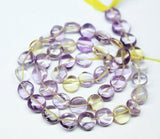 Natural Bi Color Ametrine Smooth Coin Round Gemstone Loose Beads Strand 8mm 13