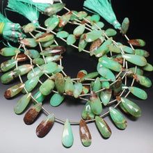 Load image into Gallery viewer, Natural Bi Color Chrysoprase Faceted Pear Drop Beads 17.5mm 20.5mm 8inches - Jalvi &amp; Co.