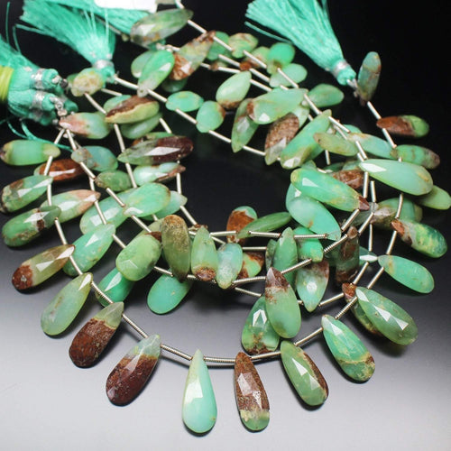 Natural Bi Color Chrysoprase Faceted Pear Drop Beads 17.5mm 20.5mm 8inches - Jalvi & Co.