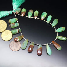 Load image into Gallery viewer, Natural Bi Color Chrysoprase Faceted Pear Drop Beads 17.5mm 20.5mm 8inches - Jalvi &amp; Co.