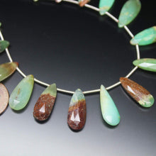 Load image into Gallery viewer, Natural Bi Color Chrysoprase Faceted Pear Drop Beads 17.5mm 20.5mm 8inches - Jalvi &amp; Co.
