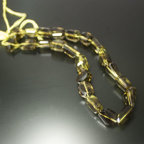 Natural Bi Color Lemon Quartz Faceted Nugget Beads 12mm 16mm 12inches - Jalvi & Co.